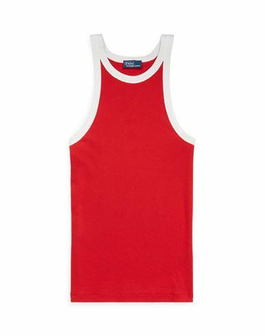 Polo Ralph Lauren Contrast-trim Ribbed Cotton Tank Top Woman Tank top Red Cotton Cover