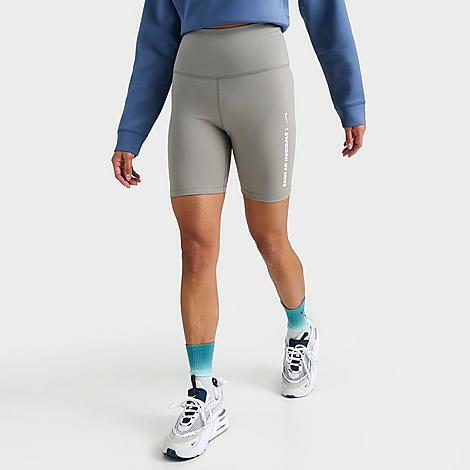 Nike Women's One Swoosh High-Waisted 7" Biker Shorts in Grey/Dark Stucco Cover