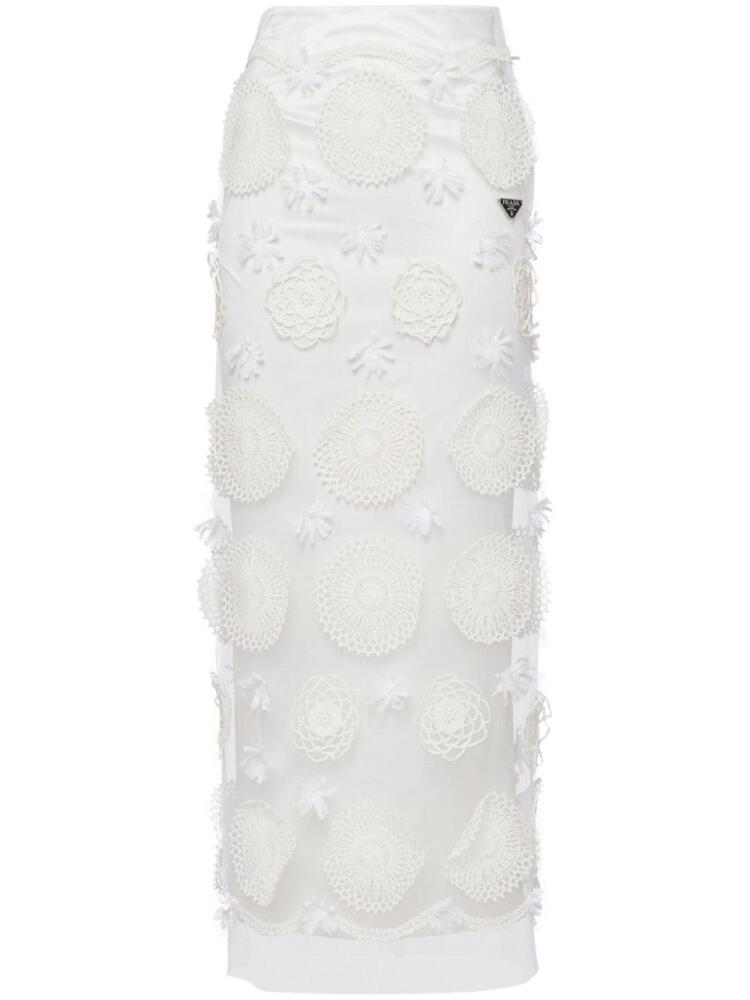 Prada embroidered duchesse maxi-skirt - White Cover