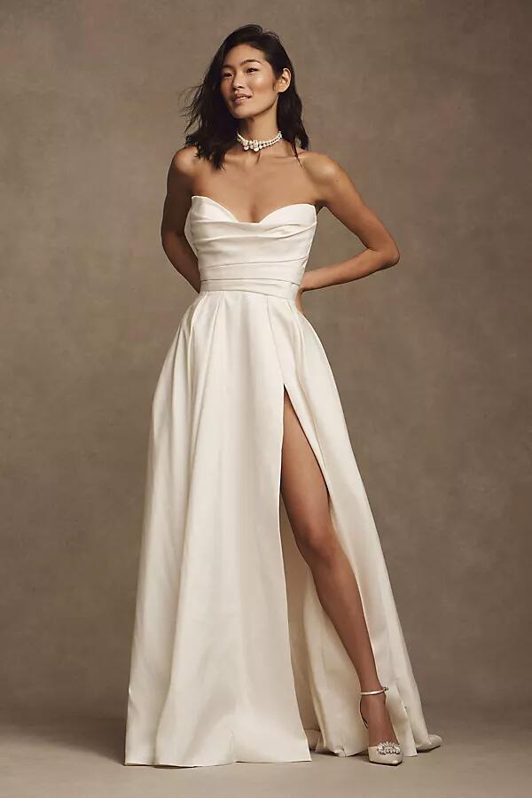 Jenny Yoo Preston Strapless Ball-Skirt Taffeta Wedding Gown Cover