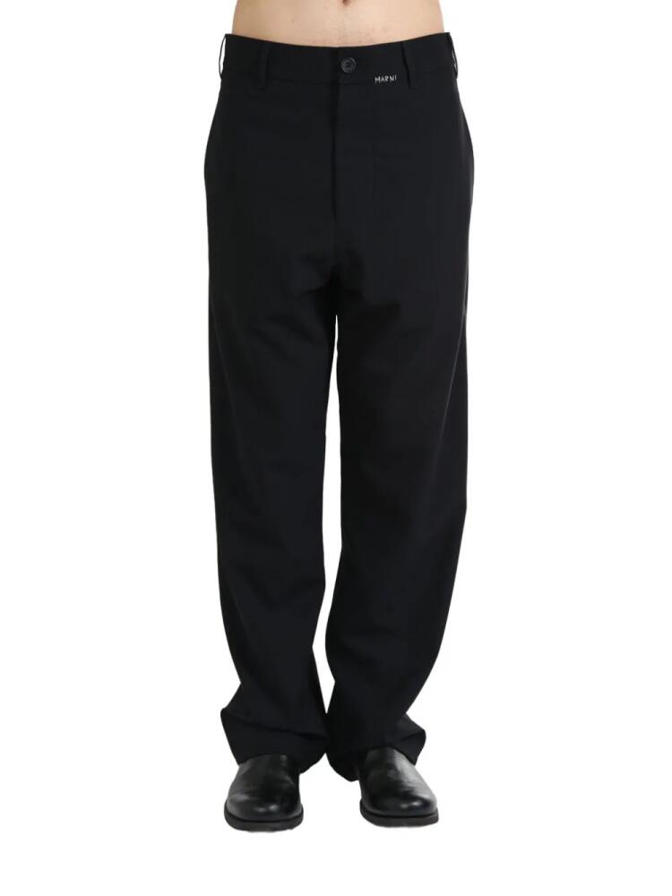 Marni mending-logo straight-leg trousers - Black Cover