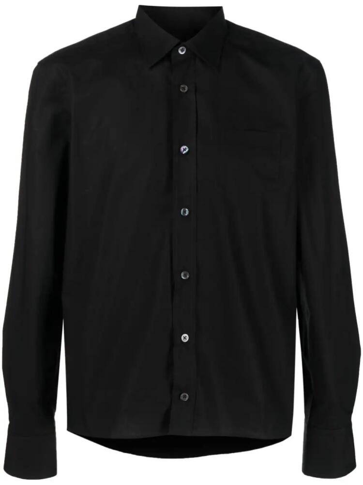 Raf Simons logo-patch long-sleeve cotton shirt - Black Cover