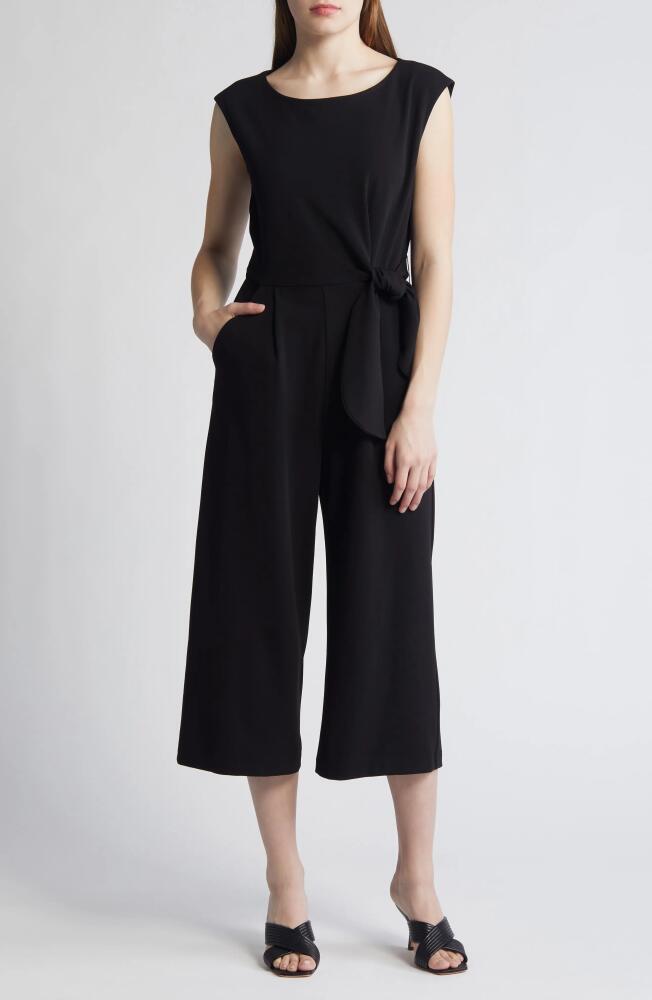 Tahari ASL Side Tie Crop Wide Leg Jumpsuit in Black Cover