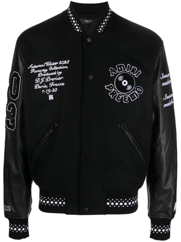 AMIRI logo-appliqué varsity jacket - Black Cover