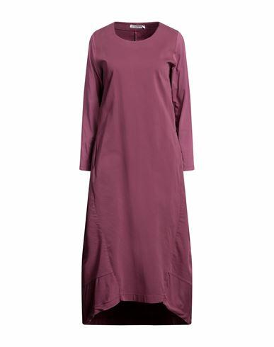 European Culture Woman Midi dress Deep purple Cotton, Cupro, Rayon, Rubber Cover