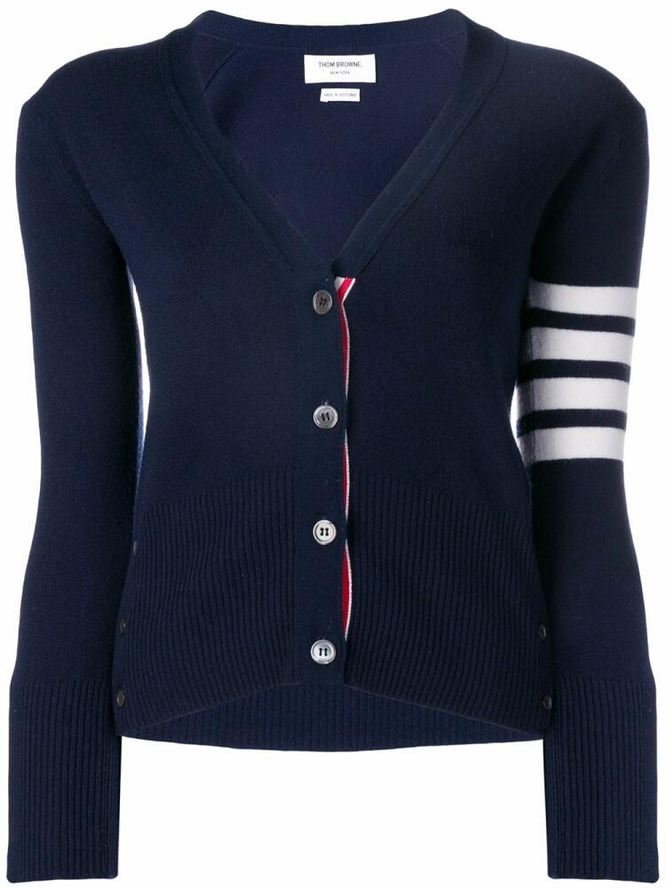 Thom Browne 4-bar stripe cashmere cardigan - Blue Cover