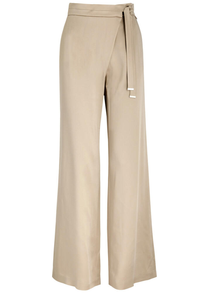 Herno Wrap-effect Satin Trousers - Cream Cover