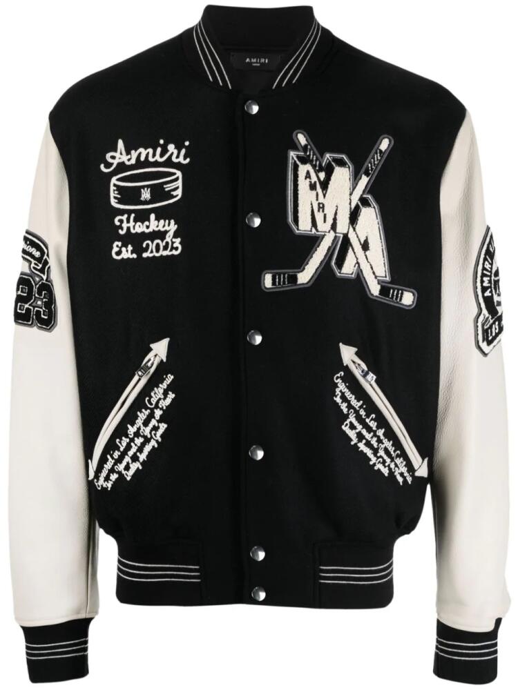 AMIRI logo-appliqué varsity jacket - Black Cover