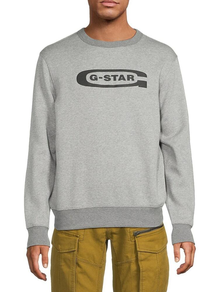 G-Star RAW Men's Heathered Logo Graphic Sweatshirt - Medium Grey Cover