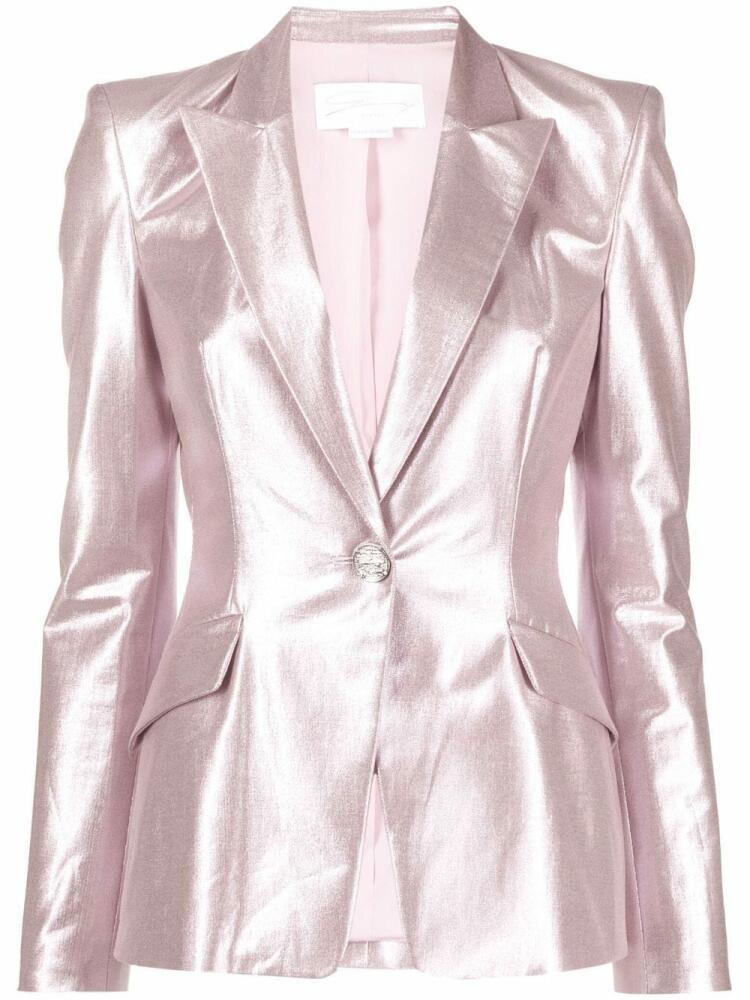 Genny metallic-effect single-breasted blazer - Pink Cover