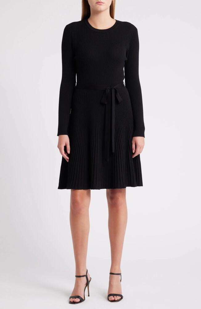 Julia Jordan Rib Long Sleeve Belted Sweater Dress in Black Cover