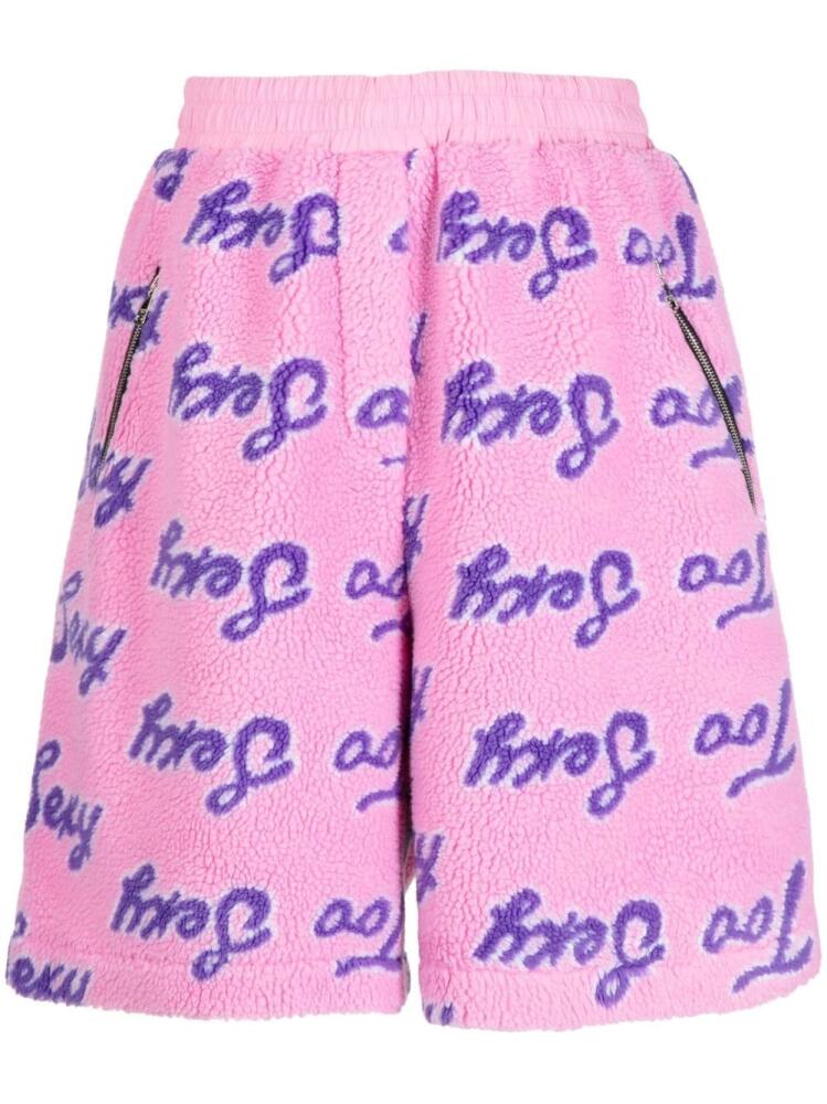 Natasha Zinko graphic-print textured track shorts - Pink Cover