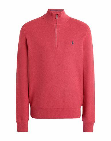 Polo Ralph Lauren Mesh-knit Cotton Quarter-zip Sweater Man Turtleneck Coral Cotton Cover