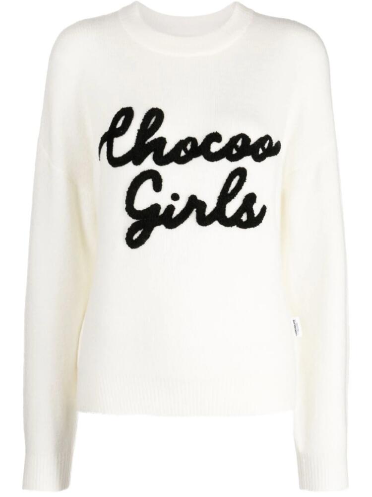 CHOCOOLATE logo intarsia-knit crew-neck jumper - Neutrals Cover