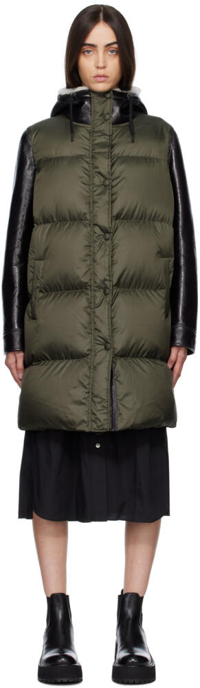 Yves Salomon Khaki Quilted Down Jacket Cover