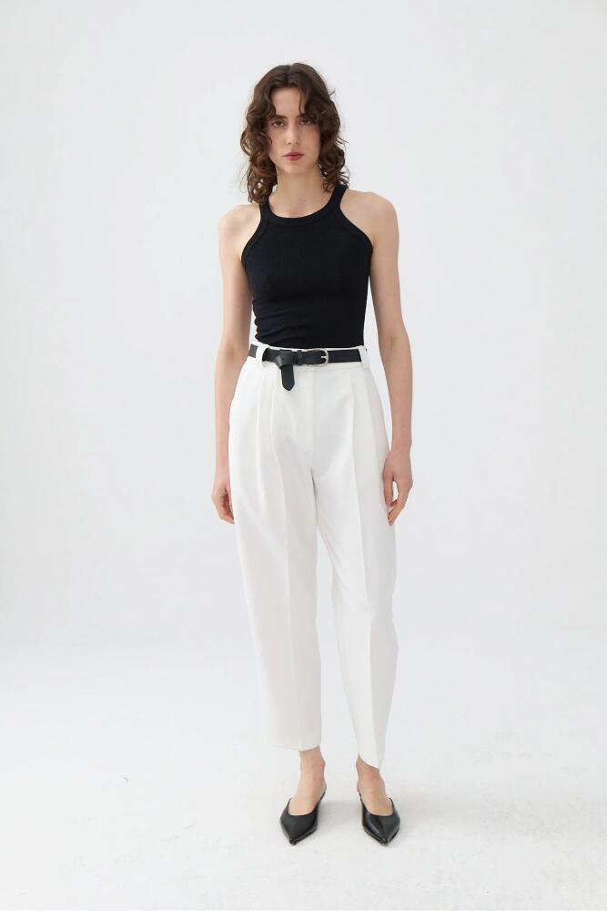 Nocturne High Waist Pleated Pants in White Cover