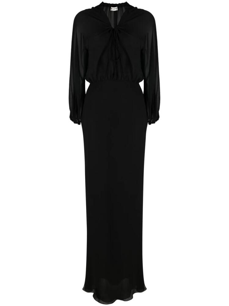 Saint Laurent sheer-panelled silk maxi dress - Black Cover