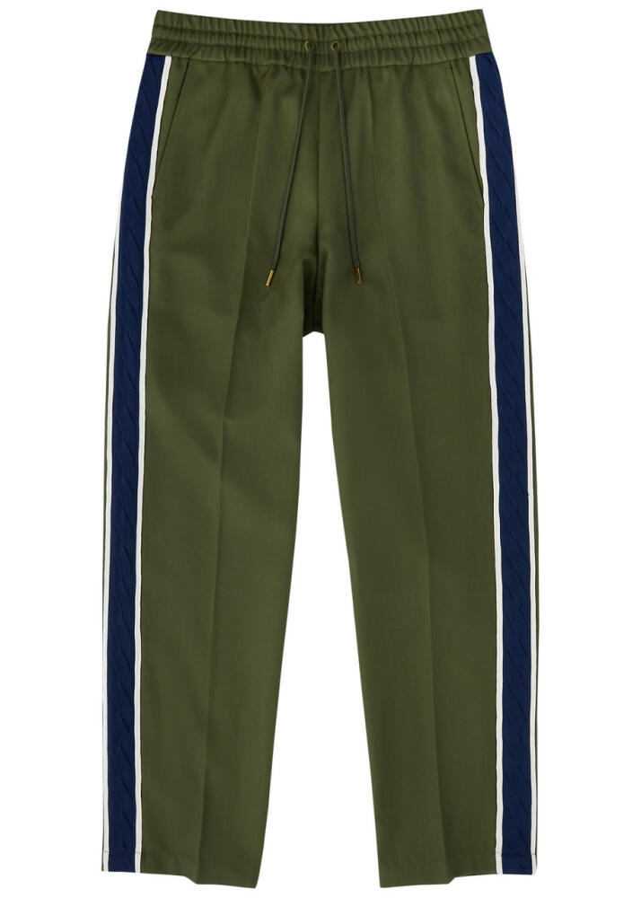 DRÔLE DE Monsieur Striped Twill Track Pants - Khaki Cover