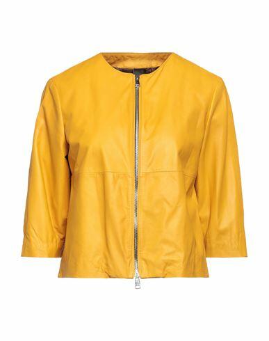 Vintage De Luxe Woman Jacket Ocher Soft Leather Cover