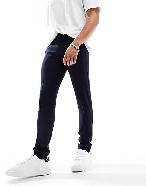 ASOS DESIGN smart skinny fit pants in navy Cover