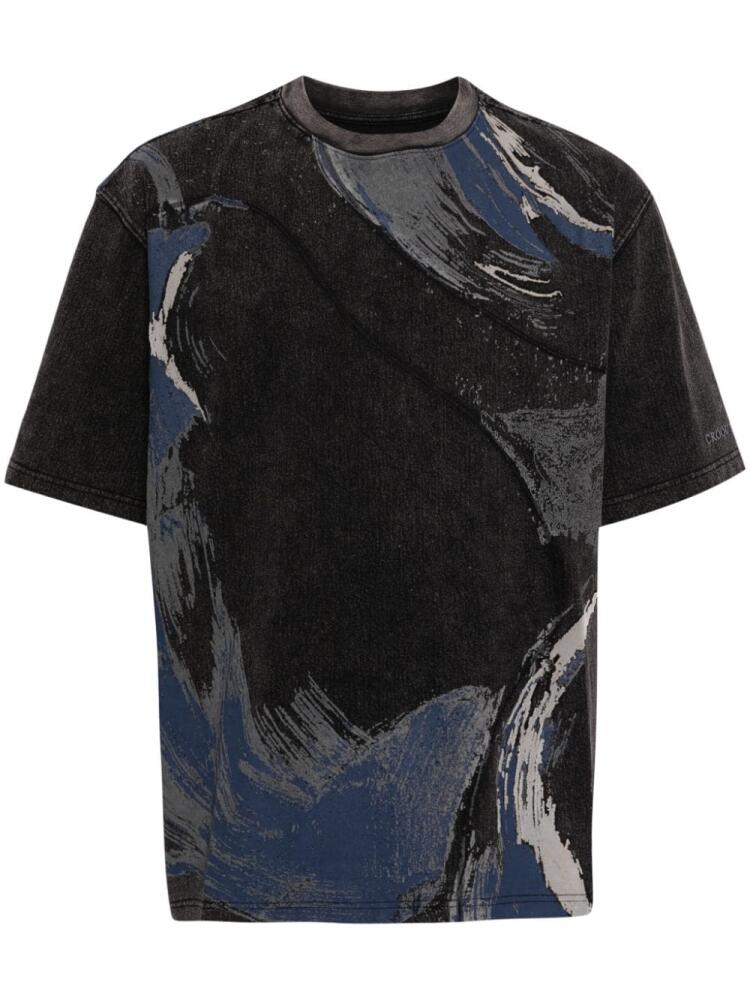 CROQUIS painterly-print panelled T-shirt - Grey Cover