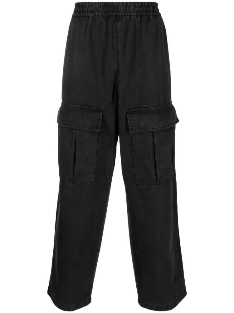 Acne Studios logo-embroidered cotton cargo trousers - Black Cover