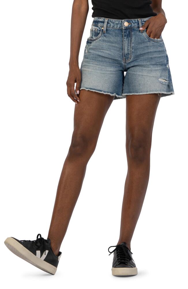 KUT from the Kloth Jane High Waist Fray Hem Cutoff Denim Shorts in Incorporated Cover