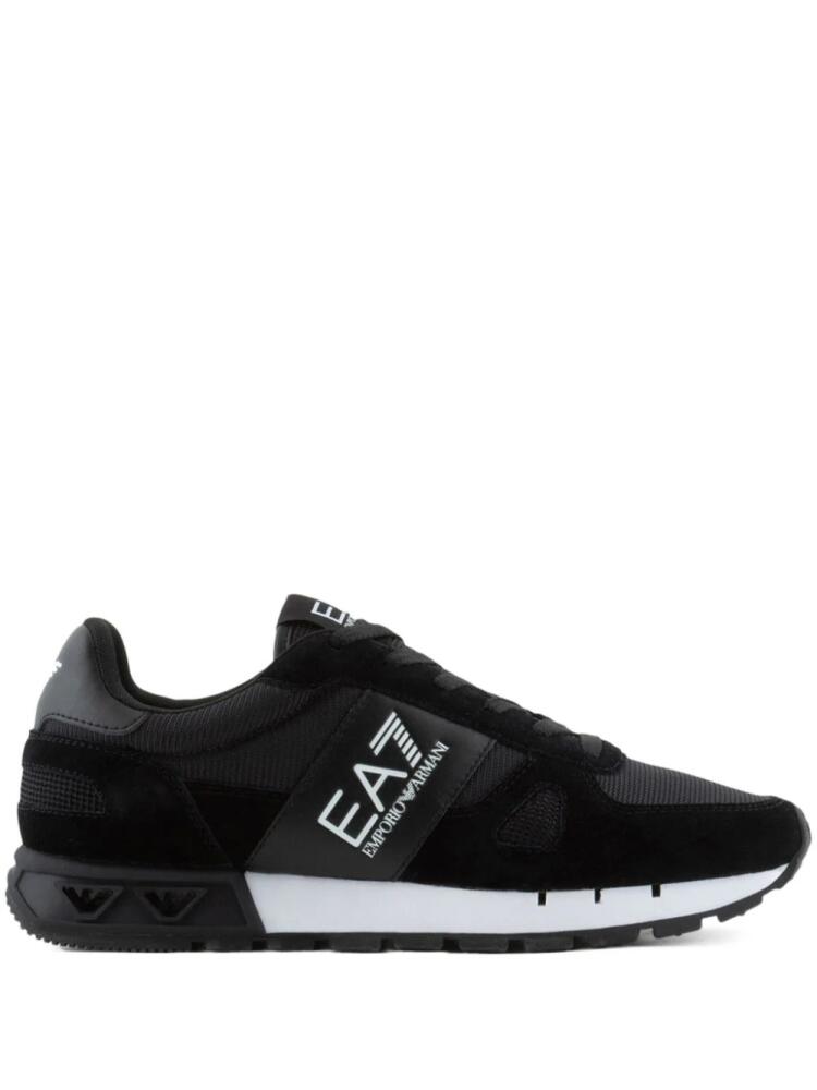 Ea7 Emporio Armani logo-print panelled sneakers - Black Cover