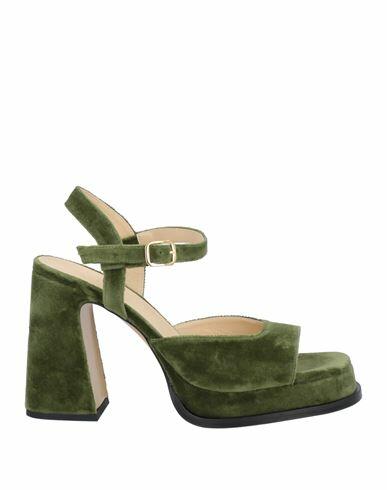 Souliers Martinez Woman Sandals Military green Textile fibers Cover