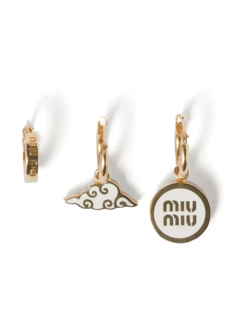 Miu Miu enamel-embellished earrings (set of three) - Gold Cover