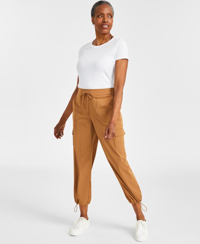 Style & Co Petite Solid Drawcord-Hem Utility Pants, Created for Macy's - Caramel Kiss Cover