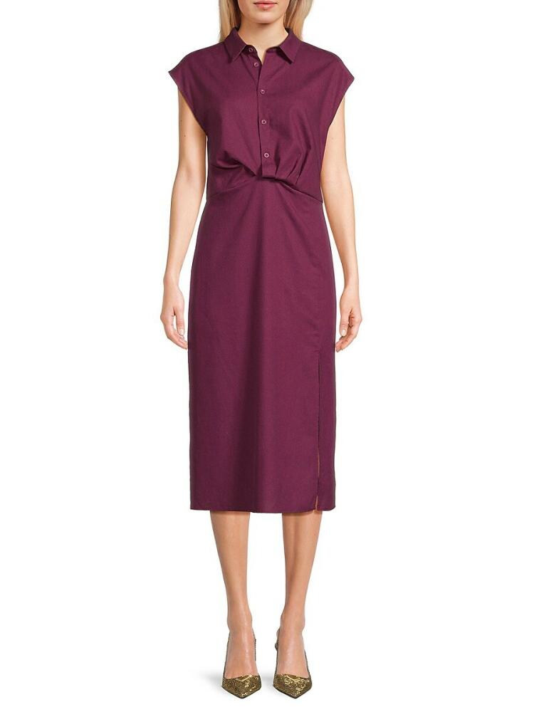 Area Stars Women's Jill Cinched Linen Midi Dress - Purple Cover