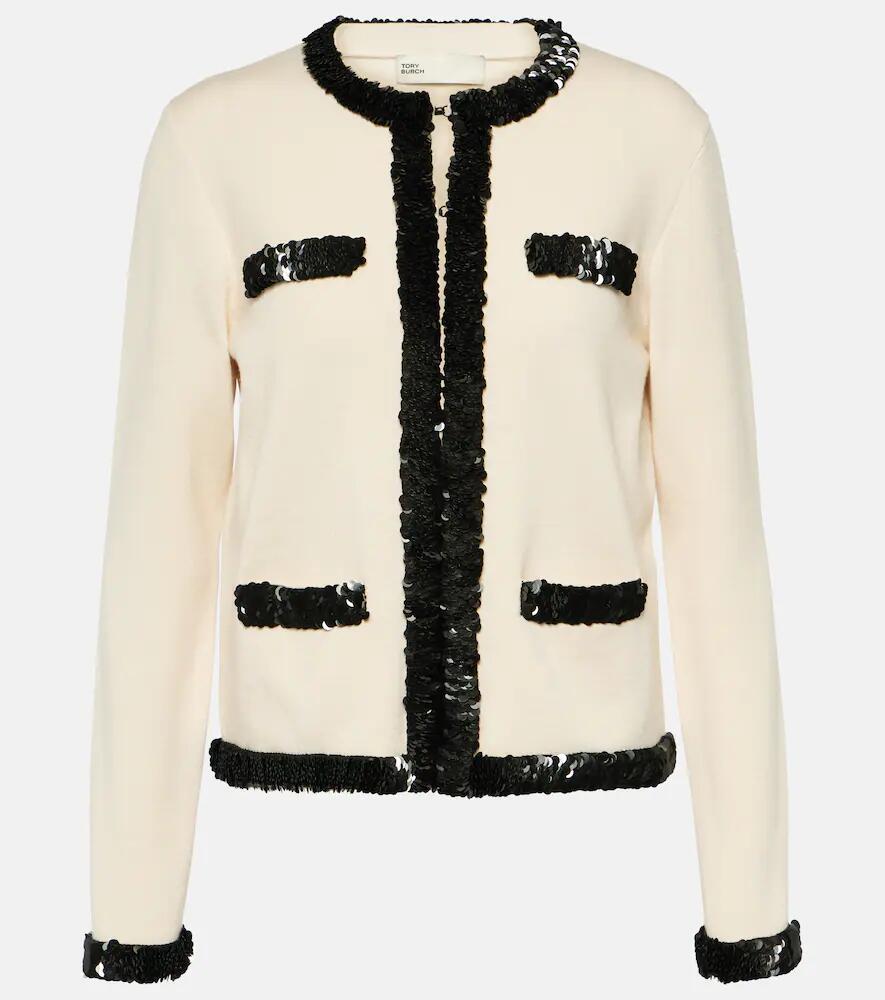 Tory Burch Kendra sequined wool-blend jacket Cover