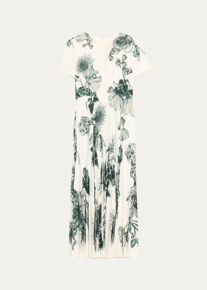 Jason Wu Collection Pincushion Floral Pleated Maxi Dress Cover