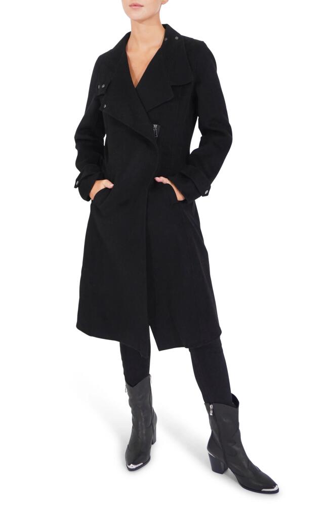 Belle & Bloom Envy Me Asymmetric Zip Wool Blend Coat in Black Cover