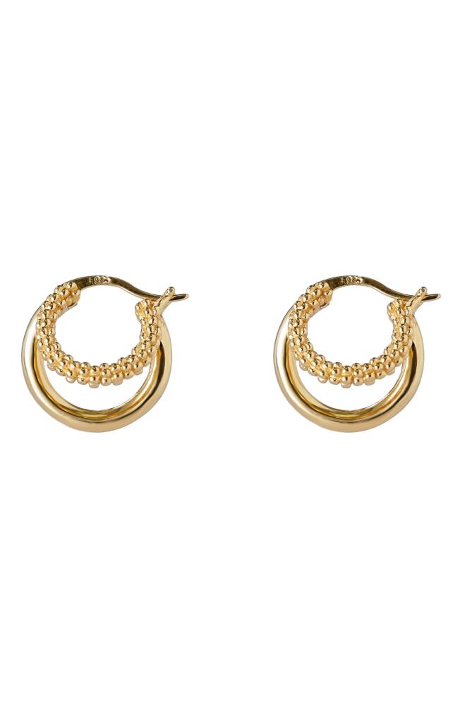 Argento Vivo Sterling Silver Textured Double Hoop Earrings in Gold Cover