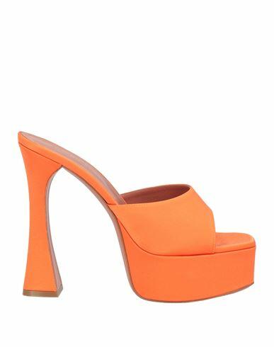 Amina Muaddi Woman Sandals Orange Textile fibers Cover