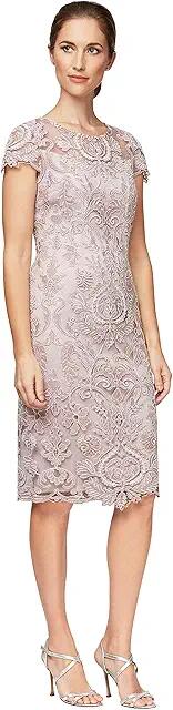 Alex Evenings Short Embroidered Cap Sleeve Dress (Rose) Women's Dress Cover