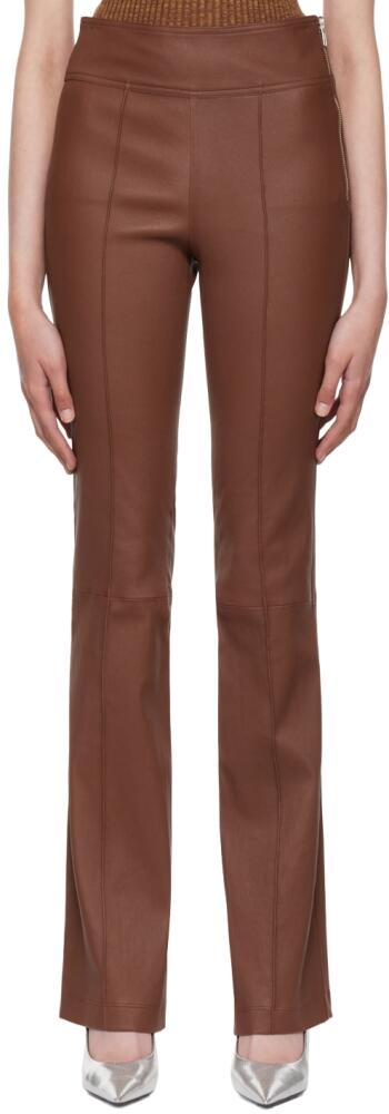 Helmut Lang Brown Bootcut Leather Pants Cover