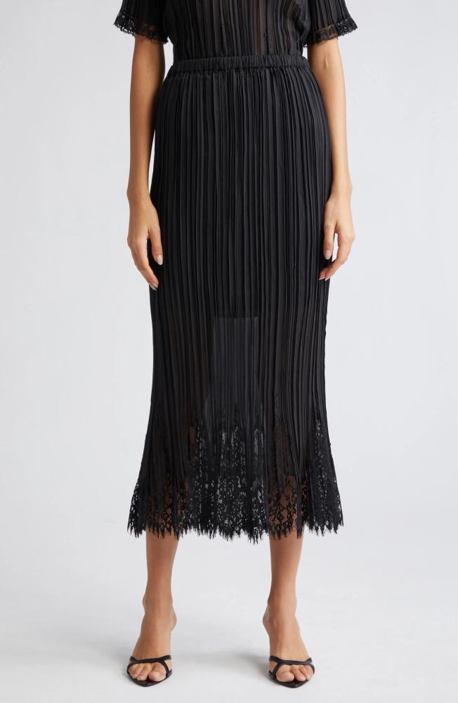 Zimmermann Pleated Lace Trim Midi Skirt in Black Cover