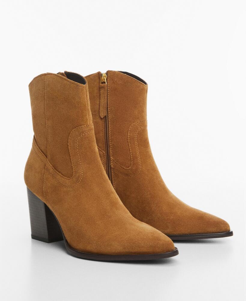 Mango Women's Heel Suede Ankle Boots - Brown Cover