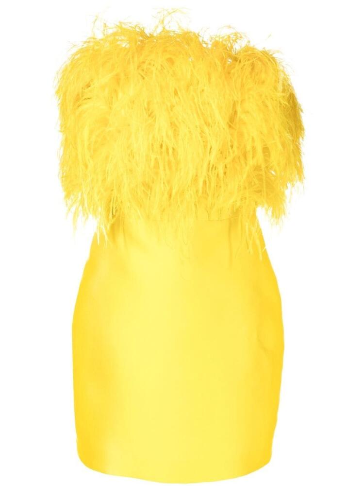 Isabel Sanchis feather-trim mini dress - Yellow Cover