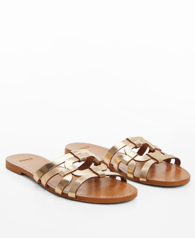 Mango Women's Leather Straps Sandals - Gold Cover