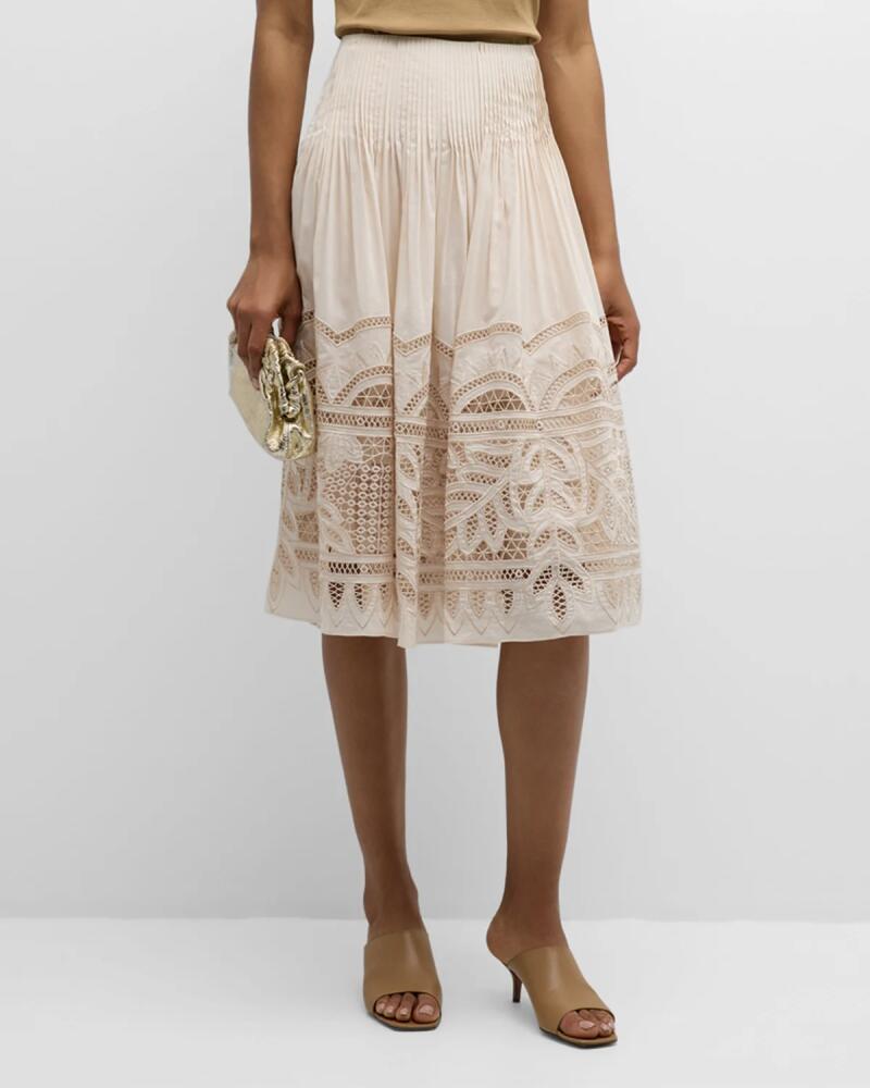 Kobi Halperin Tayla Pleated Embroidered Midi Skirt Cover