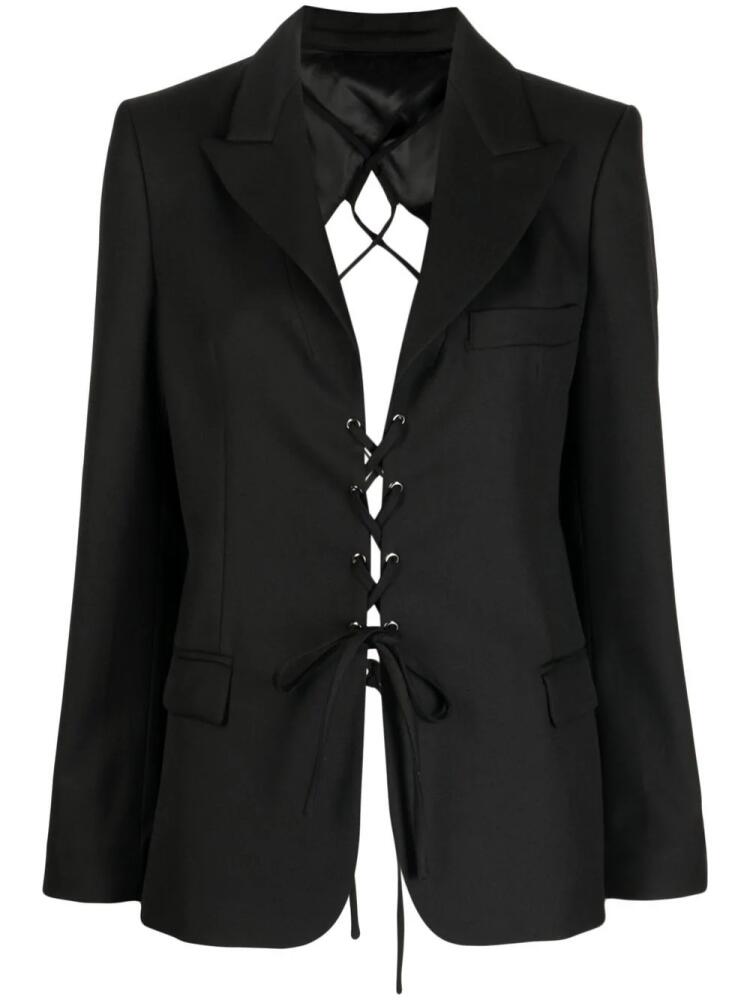 Rokh laced open back tailored blazer - Black Cover