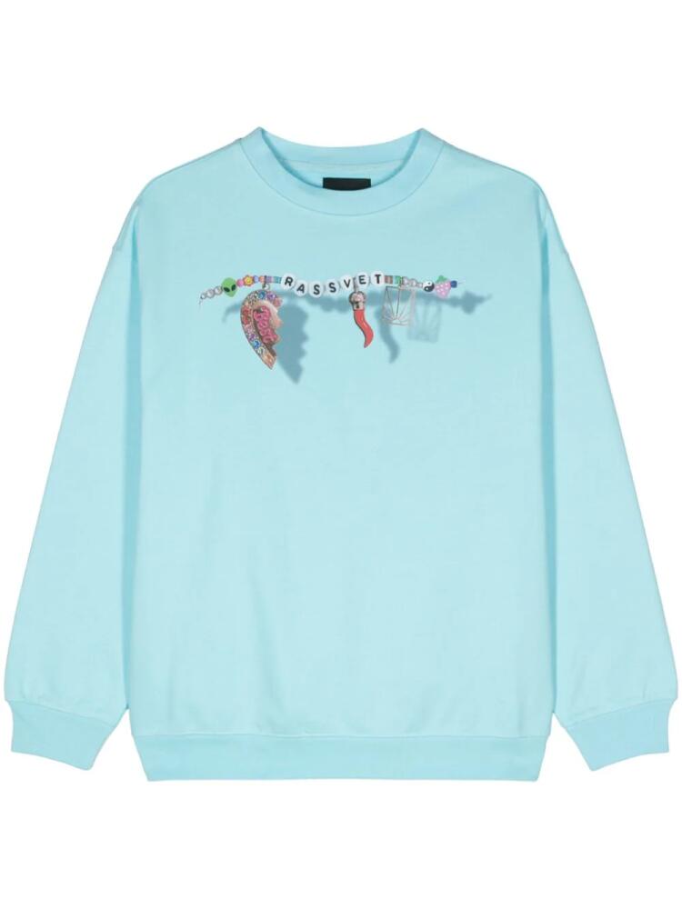 RASSVET logo-print cotton sweatshirt - Blue Cover