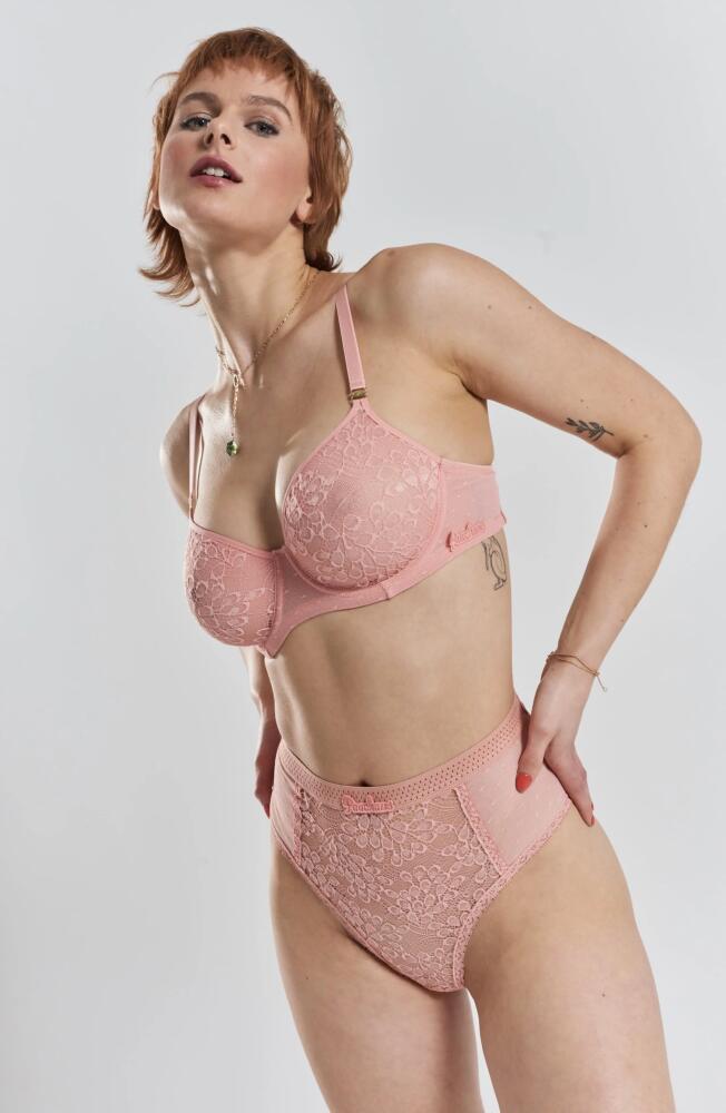 PEACHAUS Betula Recycled-Tulle Underwire Balconette Bra in Dawnlight Coral Cover