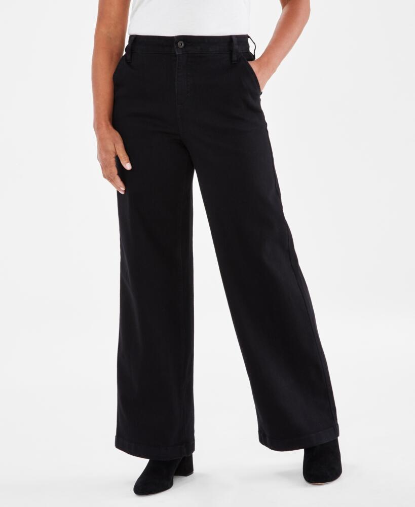 Style & Co Women's High-Rise Wide-Leg Jeans, Created for Macy's - Deep Black Cover