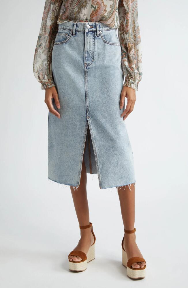 Veronica Beard Victoria Denim Midi Skirt in Silverwood Spark Cover