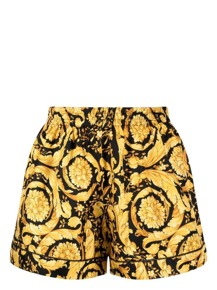 Versace Barocco-print pyjama shorts - Yellow Cover